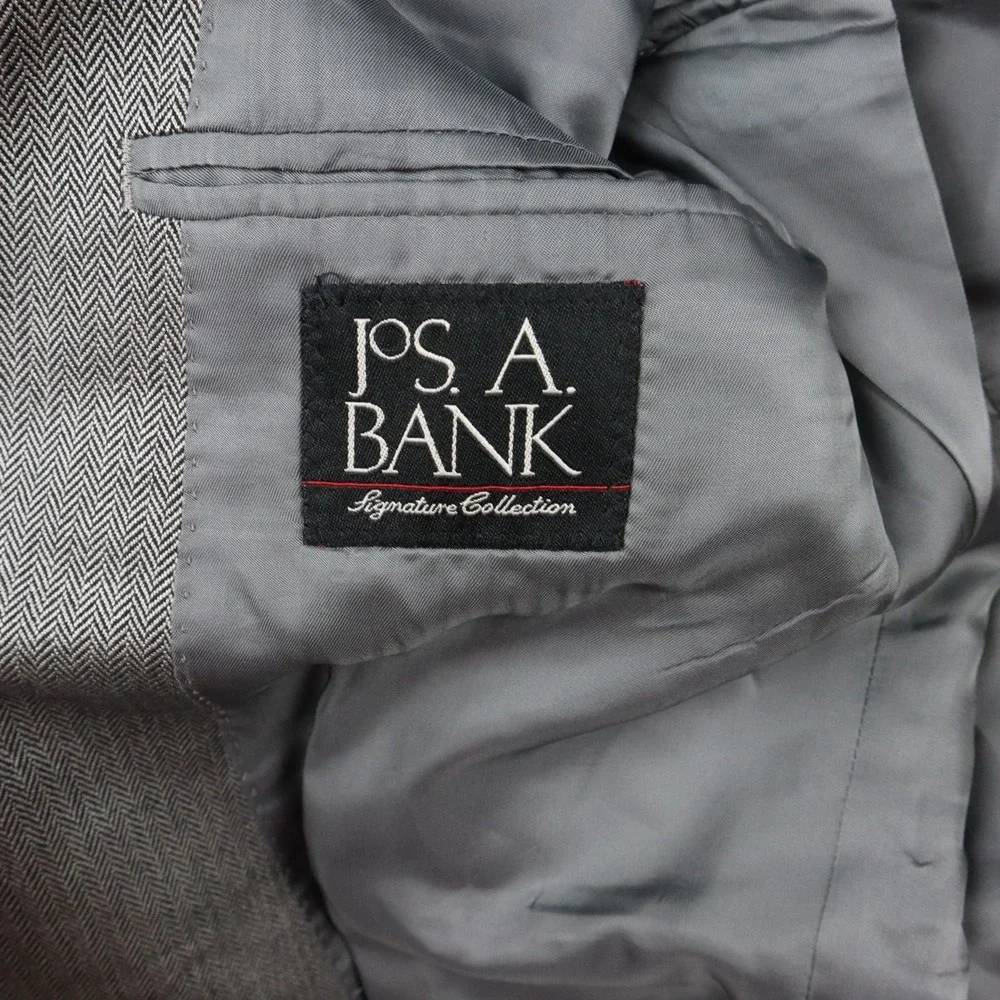 Jos A Bank Blazer Mens‎ 43L Signature Silk/Camel Suit Jacket Coat Formal Gray